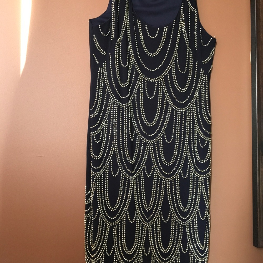 LAURA Navy Blue with delicate silver embellishment